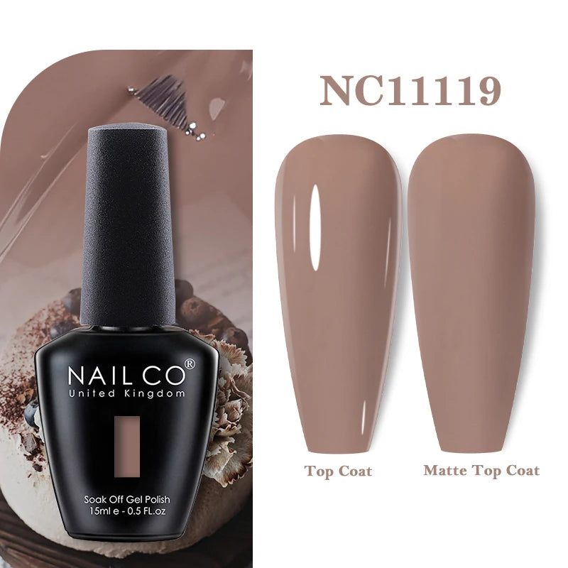 NAILCO Vernis Semi Permanent UV Gel Nail Polish Black White Color Nails Art Manicure TOP BASE Varnish Hybrid Nail Professionals