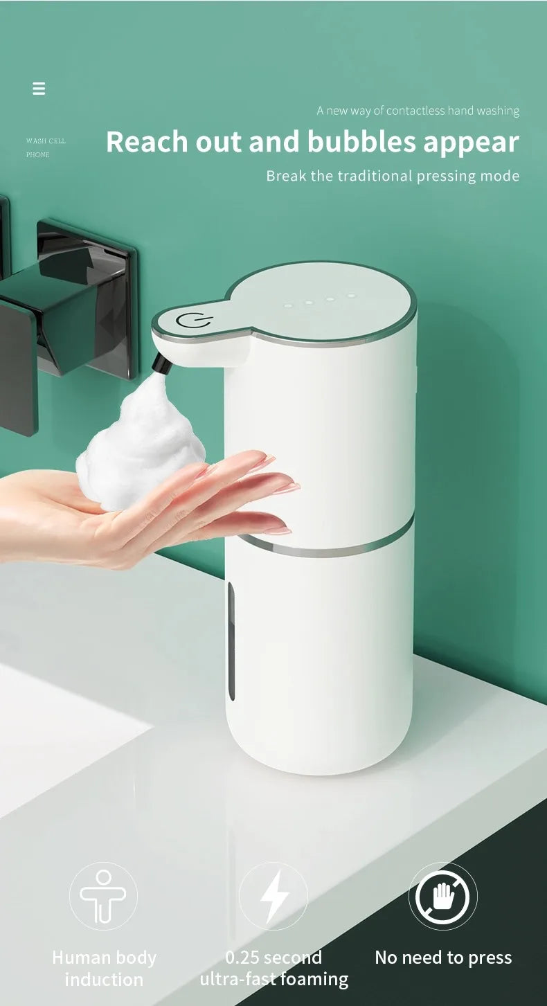 380ML Desktop Wall-Mounted Light Display 4-Levels Adjustable Electric Infrared Automatic Sensor Kitchen Bathroom Soap Dispenser