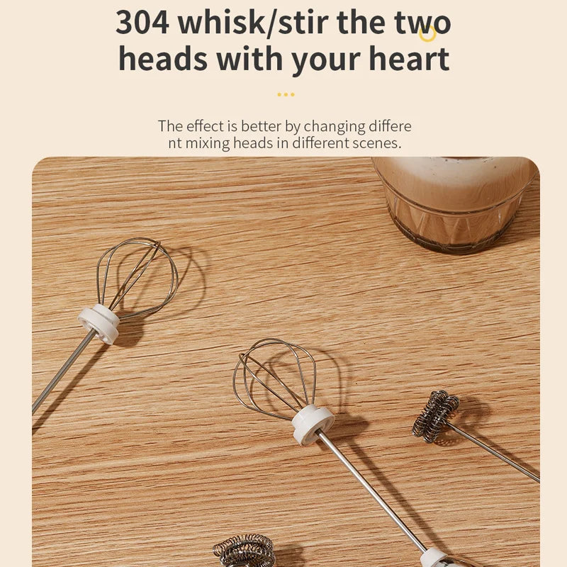 Mini Handheld Milk Whisk 3 Speed Adjustable Type-C Rechargeable Coffee Brewer Portable Kitchen Cooking Tools Whisk Foam Blender