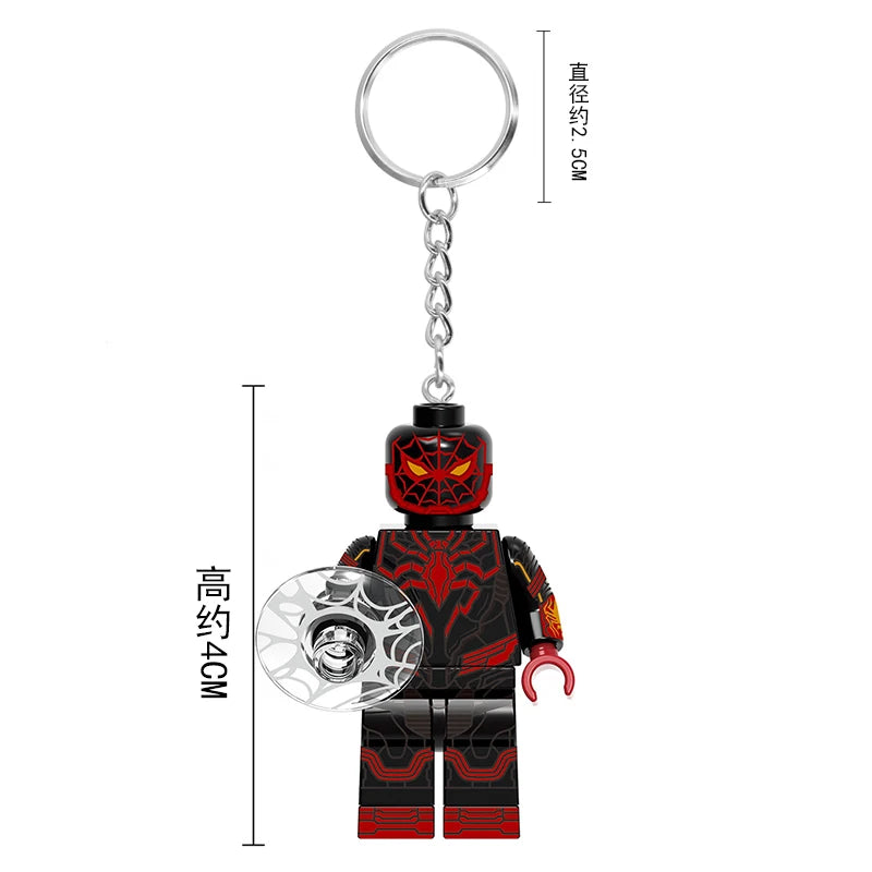 Marvel Spiderman Doll Universe Miles Gwen Cartoon Cute Building Blocks Assembled Toy Ornament Keychain School Bag Pendant Gift