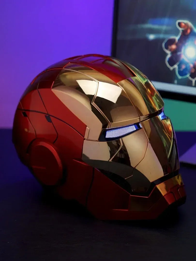 2025 New Marvel Iron Man Helmet Black Gold Black Silver Electric Helmet Voice Controlled Voice Machine Face Mask Toy Birthday Gi