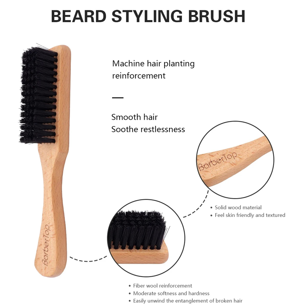 Brosse en bois Cou doux Visage Brosse à cheveux