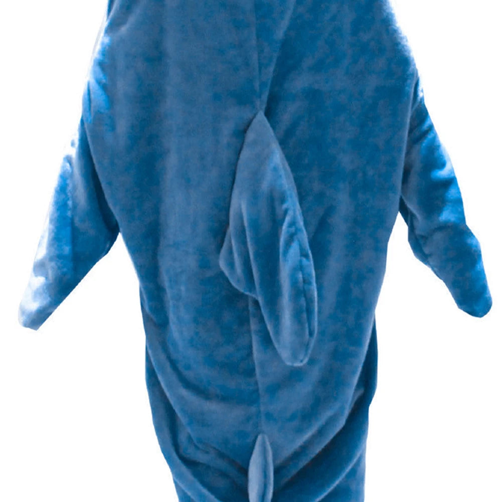Shark Blanket Cartoon Sleeping Bag Shark Onesie Sleeping Bag Pajama Hooded Warm Flannel Funny Homewear Winter Warm Blanket