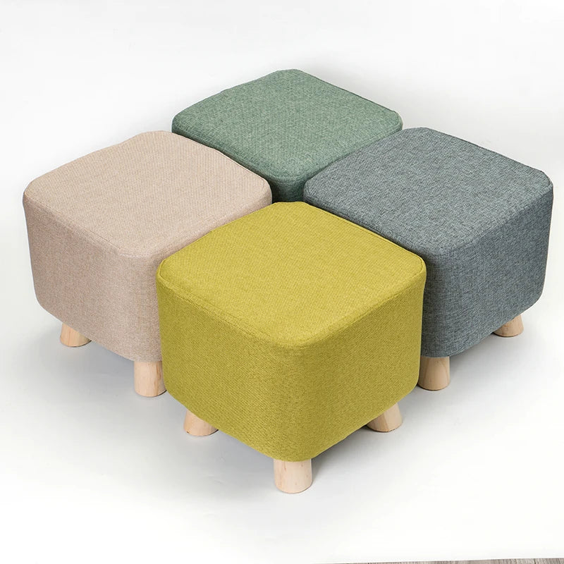 Elastic Footstool Cover Cotton Linen Stretch Sofa Protector Ottoman Slipcover Washable Ottoman Pouffe Foot Rest Stool Covers