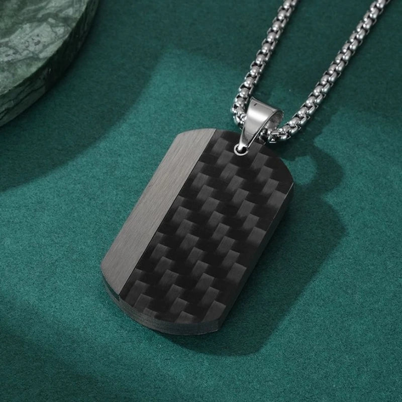 Two-tone Dog Tag Pendent Necklace for Men Stainless Steel Necklace Party Jewelry