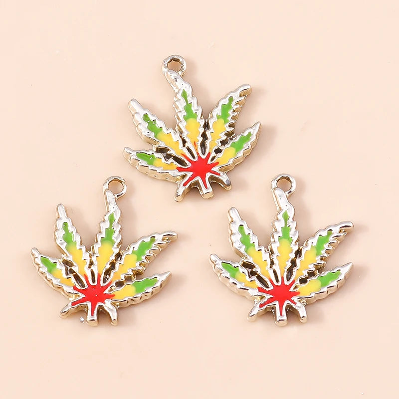 10pcs 18*20mm Enamel Fall Maple Leaf Charms Pot Leaf Thanksgiving Necklace Pendant Diy Jewelry Making Accessories
