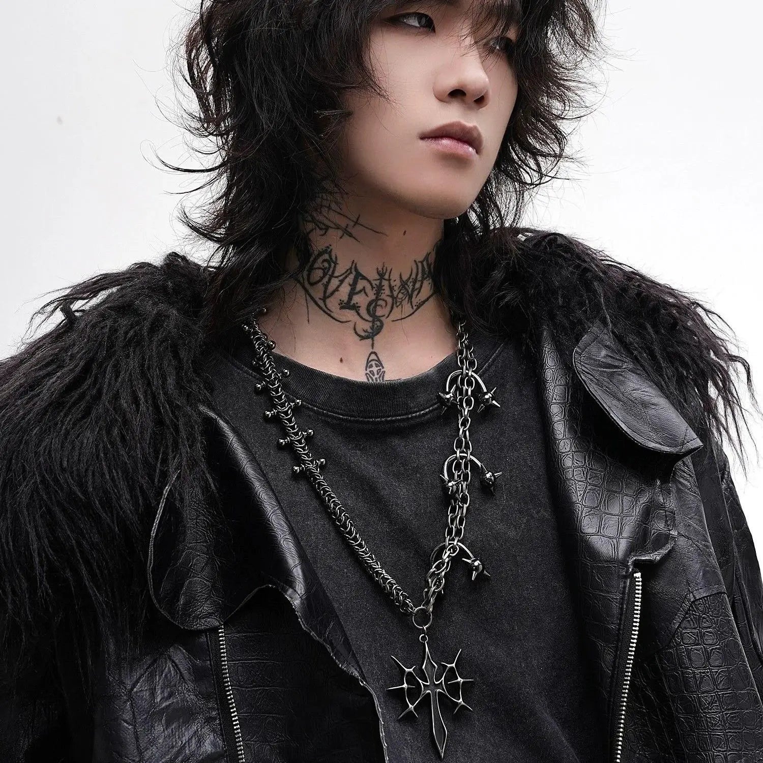 Original Punk Gothic Style Necklace City Main Style Retro Heavy Industry Cross Necklace Couple Trendy Accessories