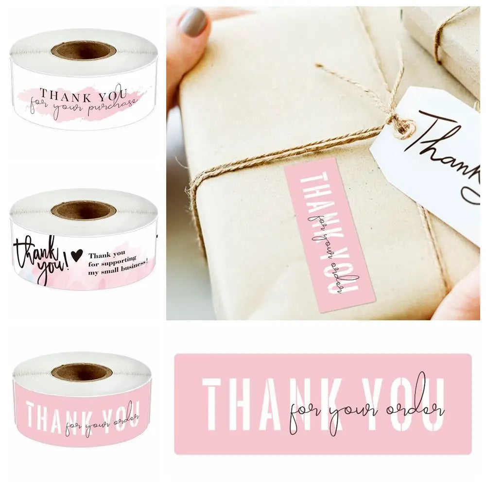 120PCS/Roll  Thank You For Your Orders Stickers Sealing Labels 1*3inch Small Business Packaging Decals Gift Wrapping