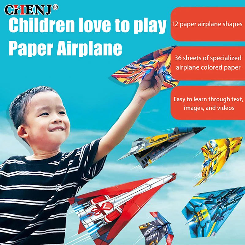 1set Paper Airplane Origami Belt Tutorial For Children Fun Handmade Three-dimensional Airplane For Baby Educational Toys