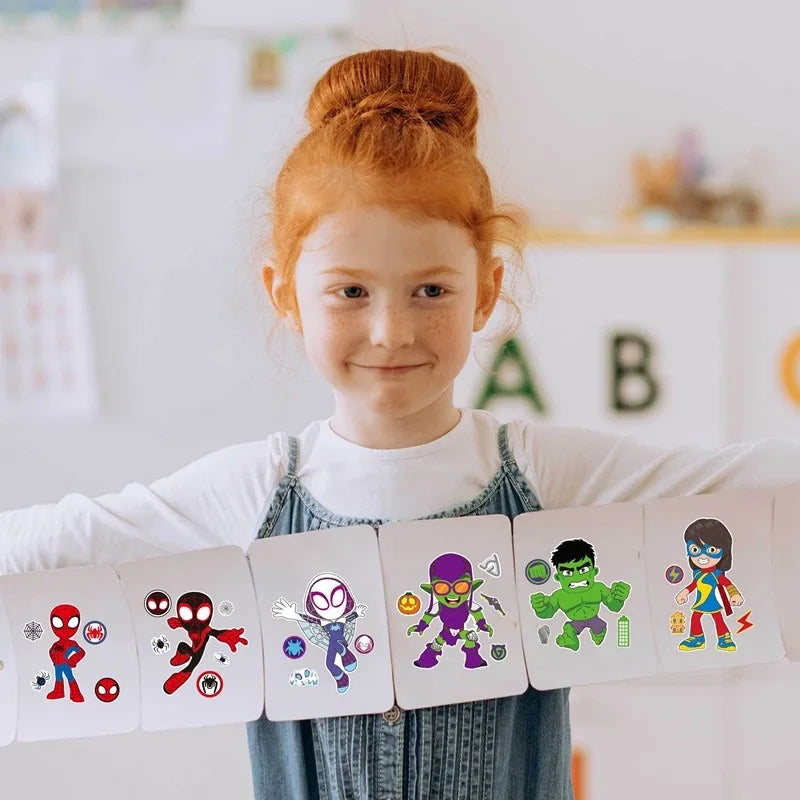 12pcs / Lot Spidey And His Amazing Friends Make Your Own Face DIY Puzzle Sticker Gift For kids