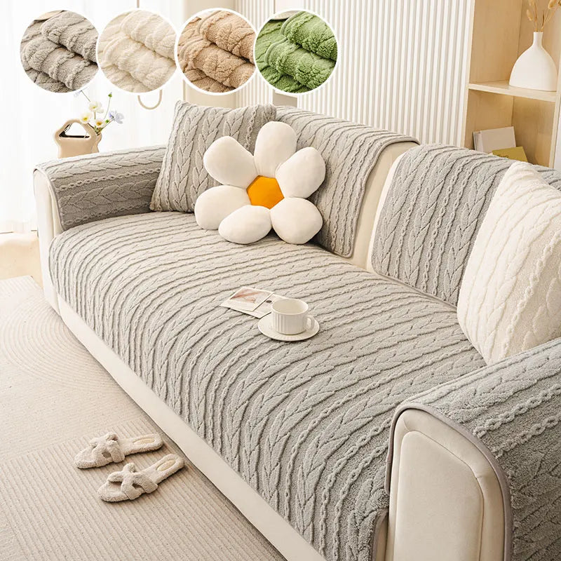 1PC-Autumn and Winter Plush Thickened 2025 New Sofa Mat Comfortable Cotton Fleece Anti slip Sofa Mat