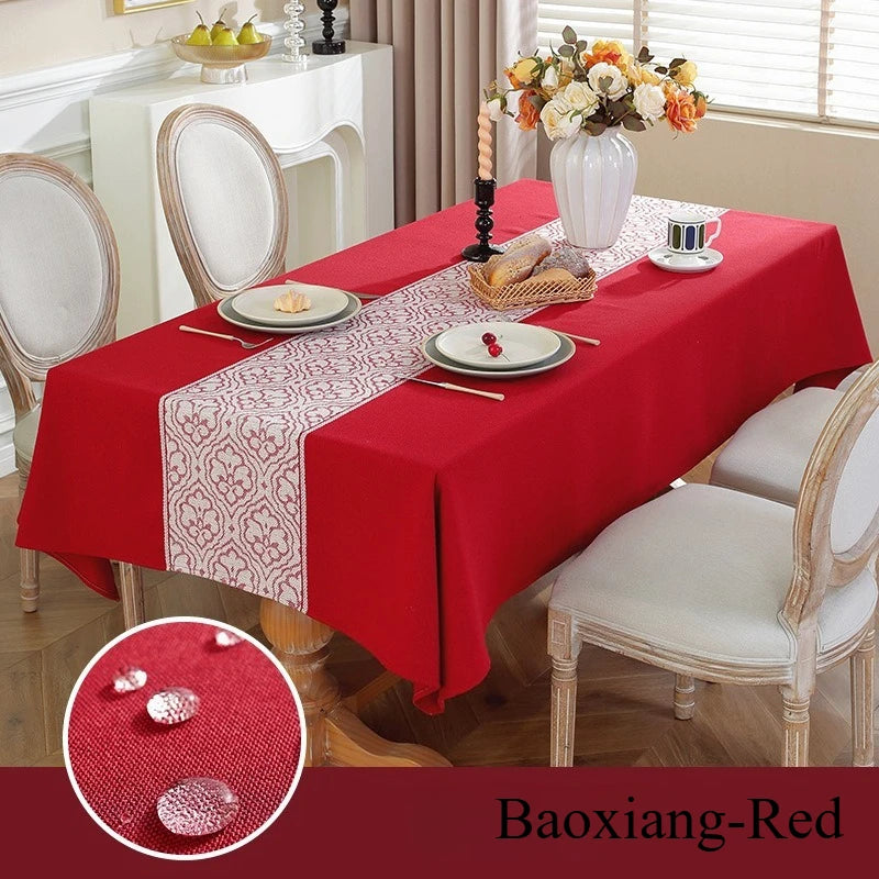 Cotton Blend Waterproof Tablecloth  Anti-oil Table Cover, Party Family Dinner Tablecloth for Kitchen Restaurant Wedding