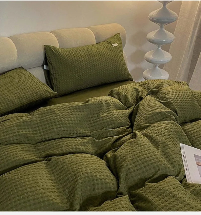 Solid color Duvet Cover set with Pillow Case Bed Sheet Olive Green Quilt Covers Boy Kid Teen Girl Bedding Linens Set King Queen