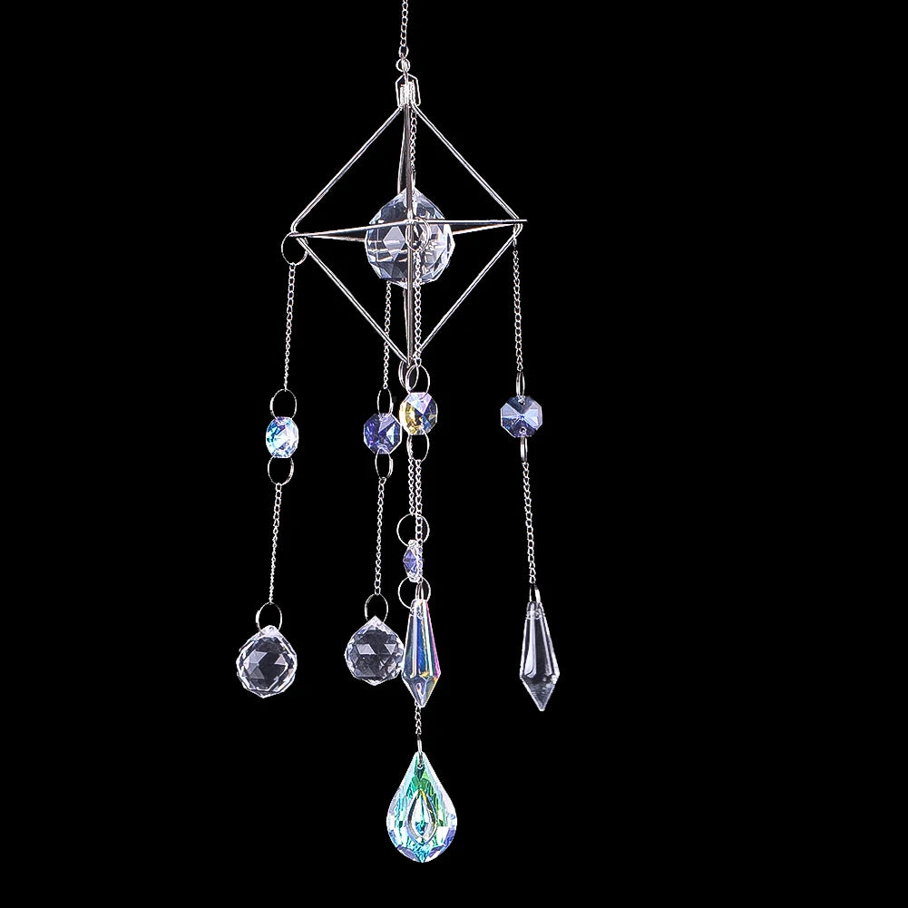 Crystal Suncatchers Hanging Wind Chimes Rainbow Maker Sparkling Crystals Ball Prisms Bead Chain Pendant Garden Wedding Decor