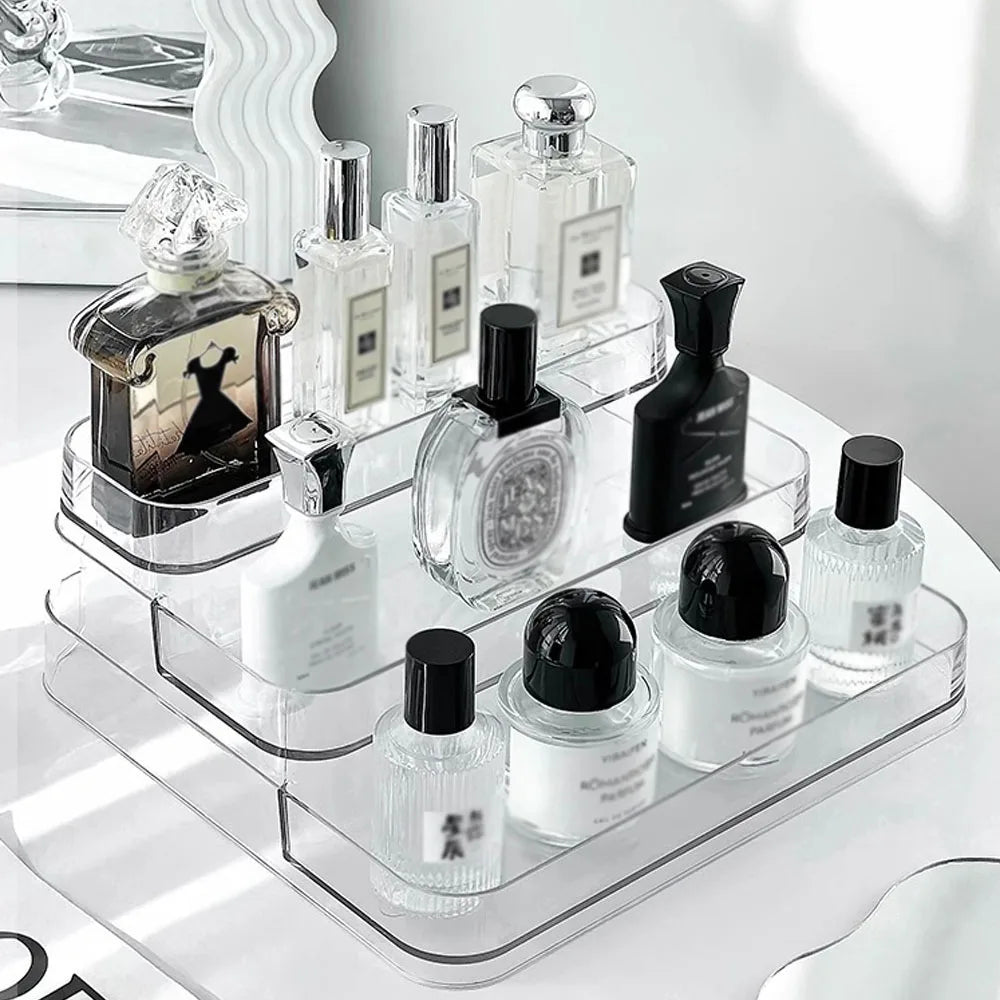 Perfume storage box-Cosmetic storage box, sturdy transparent rack, suitable for kitchen and bathroom countertop cabinet storage