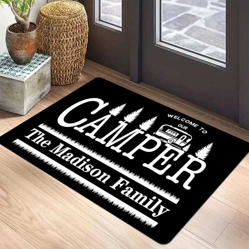 Playful Camper Car Printed Floor Mat for Living Room and Bedroom Anti-Slip Carpet Cozy Welcome Rug Home Decor Festivals Gifts