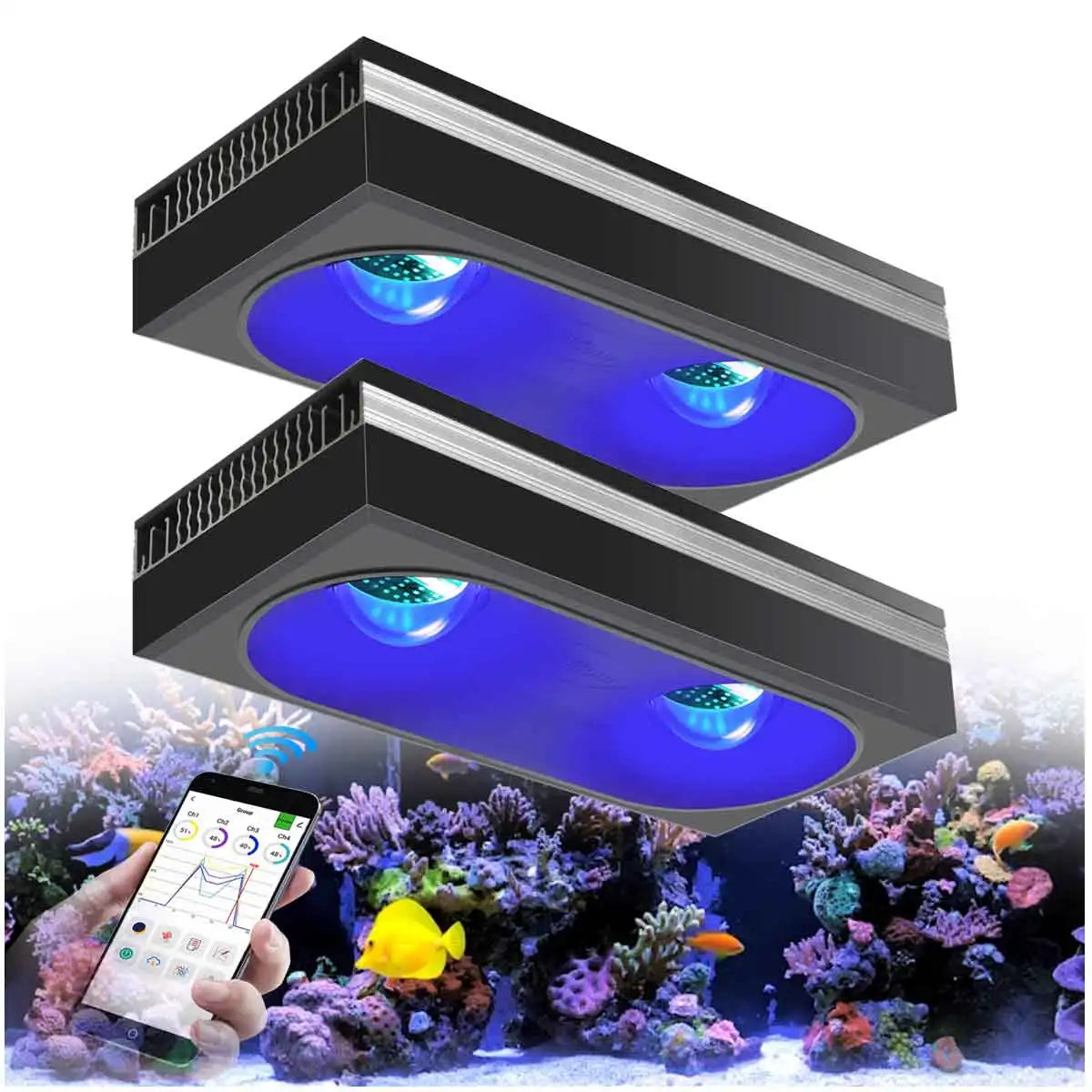 PopBloom RL180 WiFi Led Aquarium Reef Light 180W, Professional Full Spectrum Aquarium Lamp for Reef Coral SPS/LPS Aquarium Tank