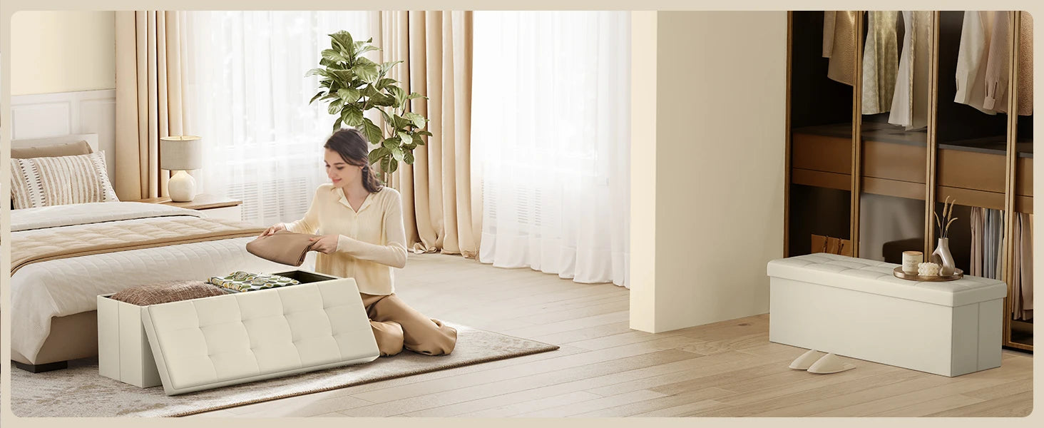 Bly GMICS MAZIE-Banc de Rangement Pliant pour Amaran 43, Support de Pied, Banc d'Extrémité de Lit, Coffre de Rangement