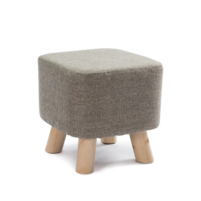 Elastic Footstool Cover Cotton Linen Stretch Sofa Protector Ottoman Slipcover Washable Ottoman Pouffe Foot Rest Stool Covers