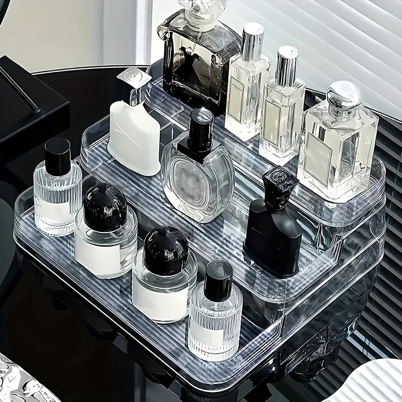 Perfume storage box-Cosmetic storage box, sturdy transparent rack, suitable for kitchen and bathroom countertop cabinet storage
