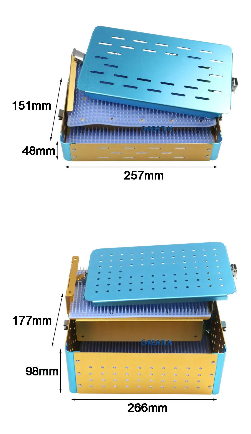 Disinfection Box Sterilization Tray Box Case with Silicone Pad Autoclavable Box