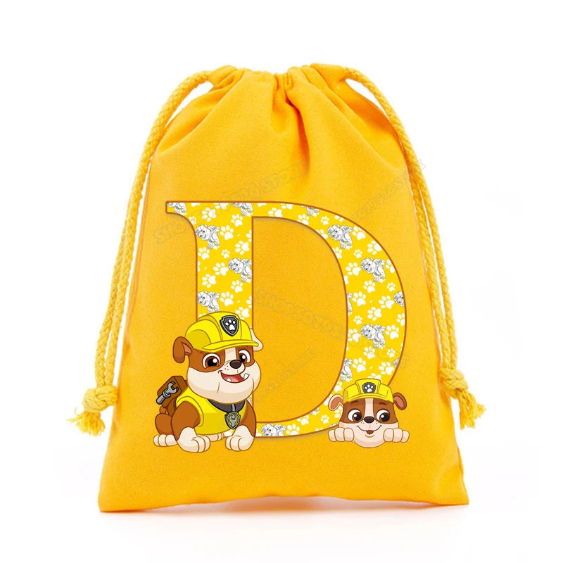 Paw Patrols Drawstring Storage Bag Rubble A-Z Letter Candy Gift Package Cartoon Key Pouch  Earphone Data Cable Dustproof Sacks