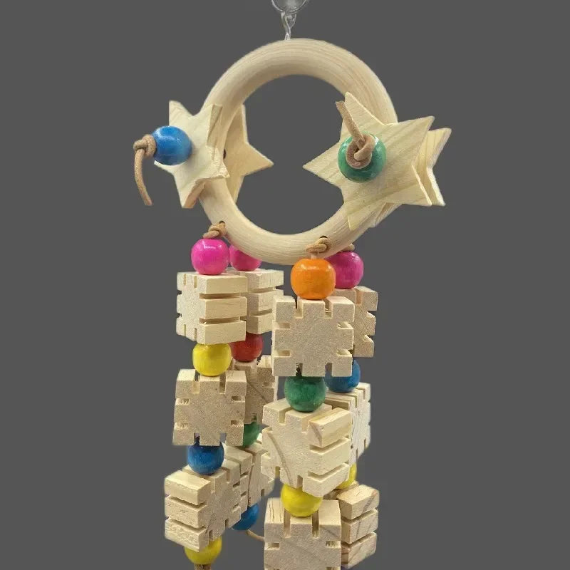 Parrot Toys, Five Pointed Star Rings, Bird Supplies, Tools, Chew Swings, Wooden Medium To Large Bird Toys Parrot Toys
