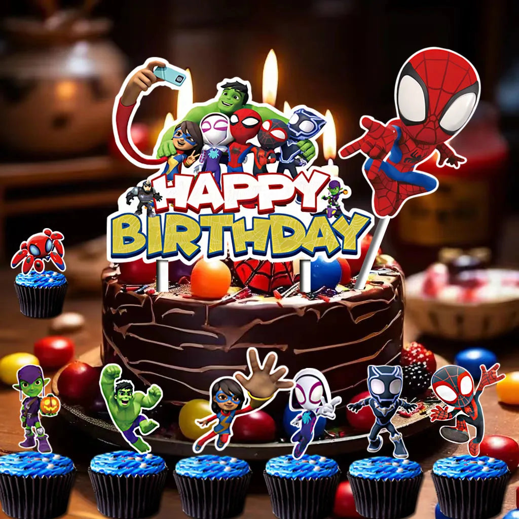 Spidey And His Amazing Friends Birthday Decoration Cake Topper Party Favor for Kids Boys Baby Shower Party Supplies