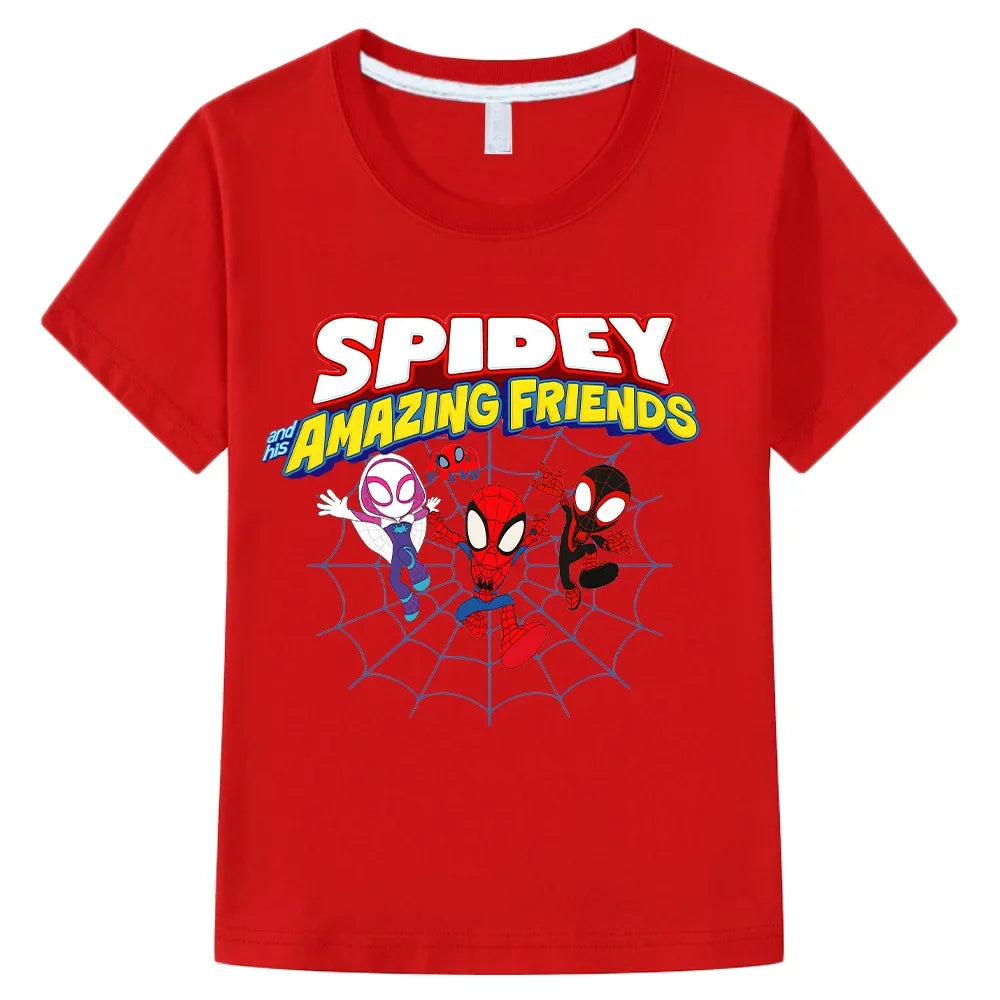 Spidey and His Amazing Friends T-shirts Kids New Design TShirts Cool Boys Girls Essential Tee-shirt Children Cotton Soft Clothes