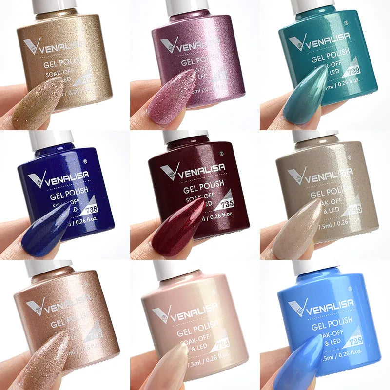 VENALISA Nail Gel Polish Full Coverage Holographic Camouflage Nail Varnish Manicure Lacquer Polish Soak Off UV LED Lacquer 7.5ML