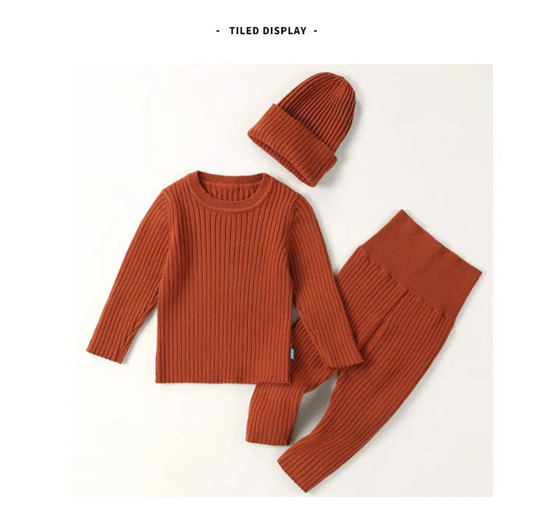 0-3T Newborn Kid Baby Boy Girl Winter Clothes set Sweater Pant suit Warm Thick Knit Top Stretch Knitwear Casual 2pcs Sweater Set