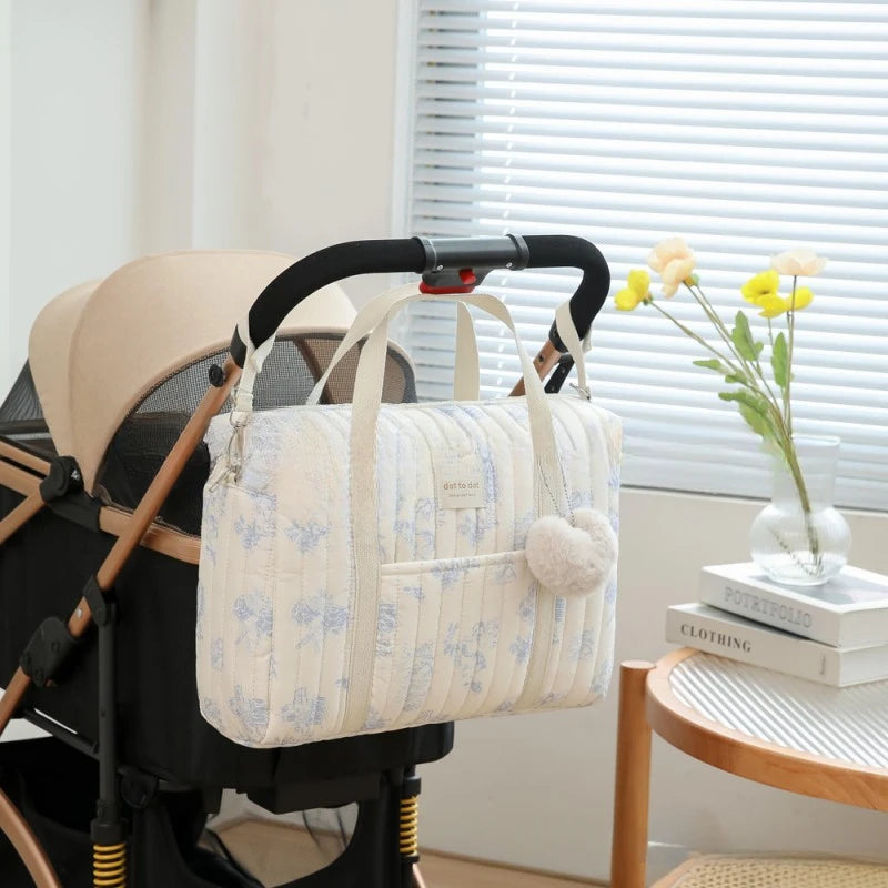 Large Capacity Mommy Bag Travel Tote Bag for Women Baby Diaper Bag Floral Print Multifunctional Crossbody Bag