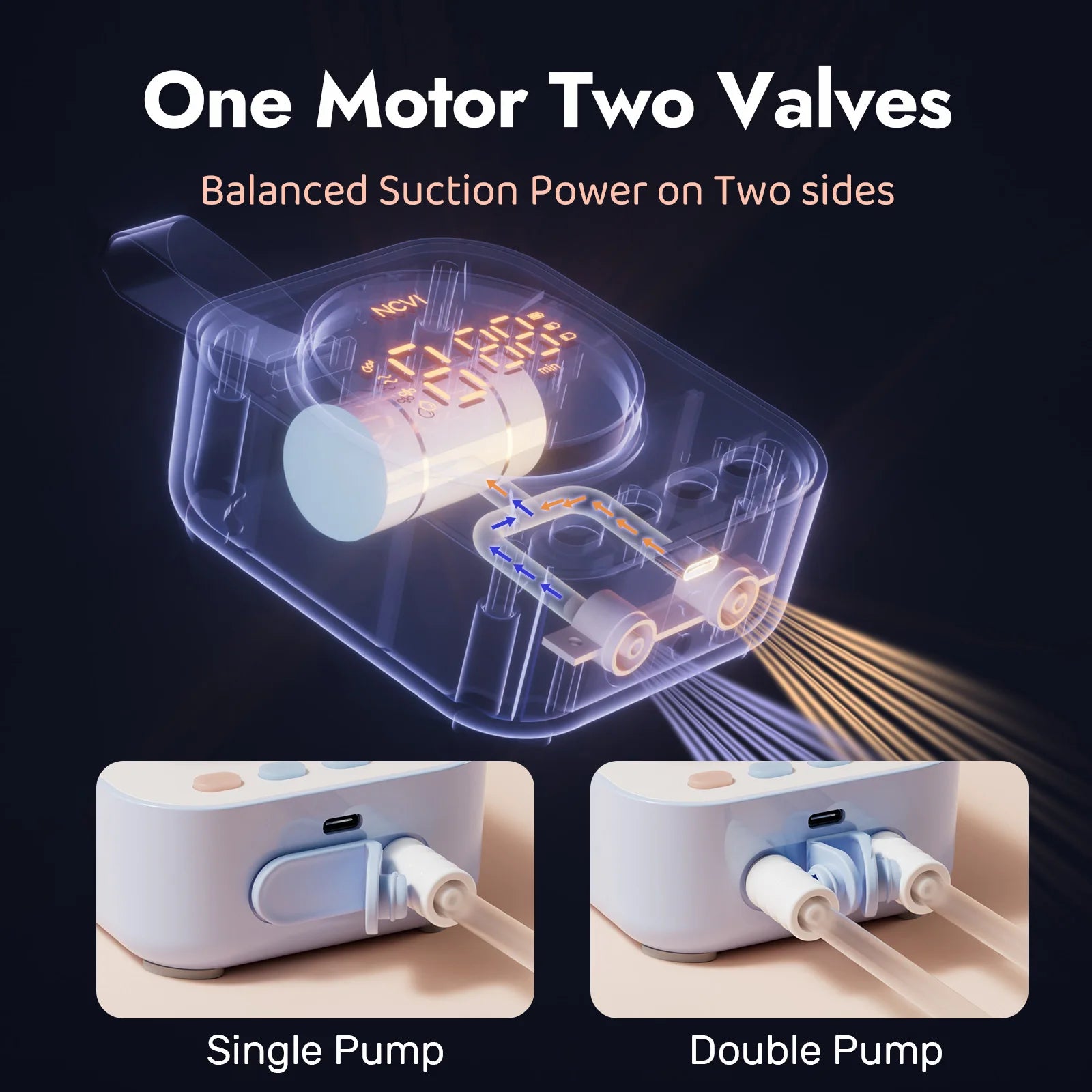 NCVI 2025 Hands Free Wearable Breast Pump,4 Modes 9 Levels,21/24/28mm, With Anti-Drip Cup Low Noise