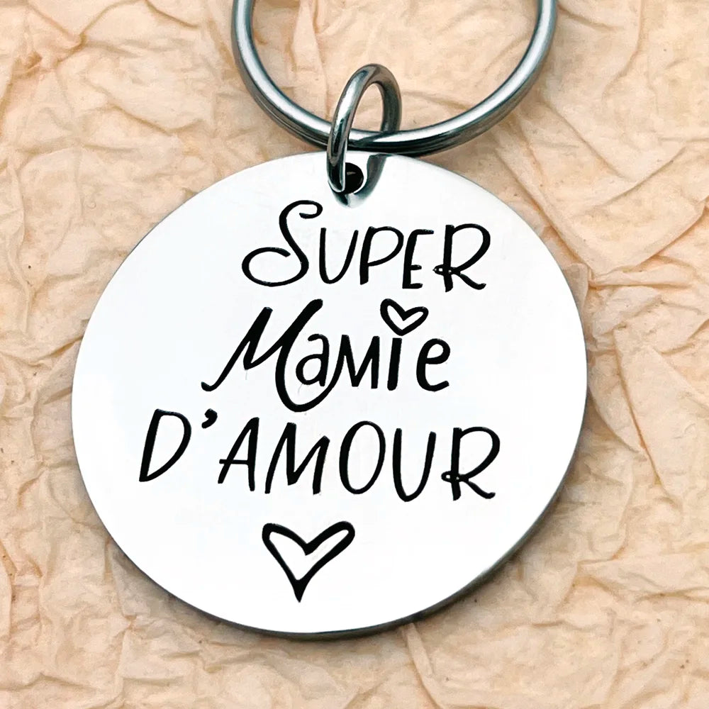 French Keychain Gifts for Grandma Birthday Thanksgiving Christmas Gifts for Grandmother Mothers Day Gifts