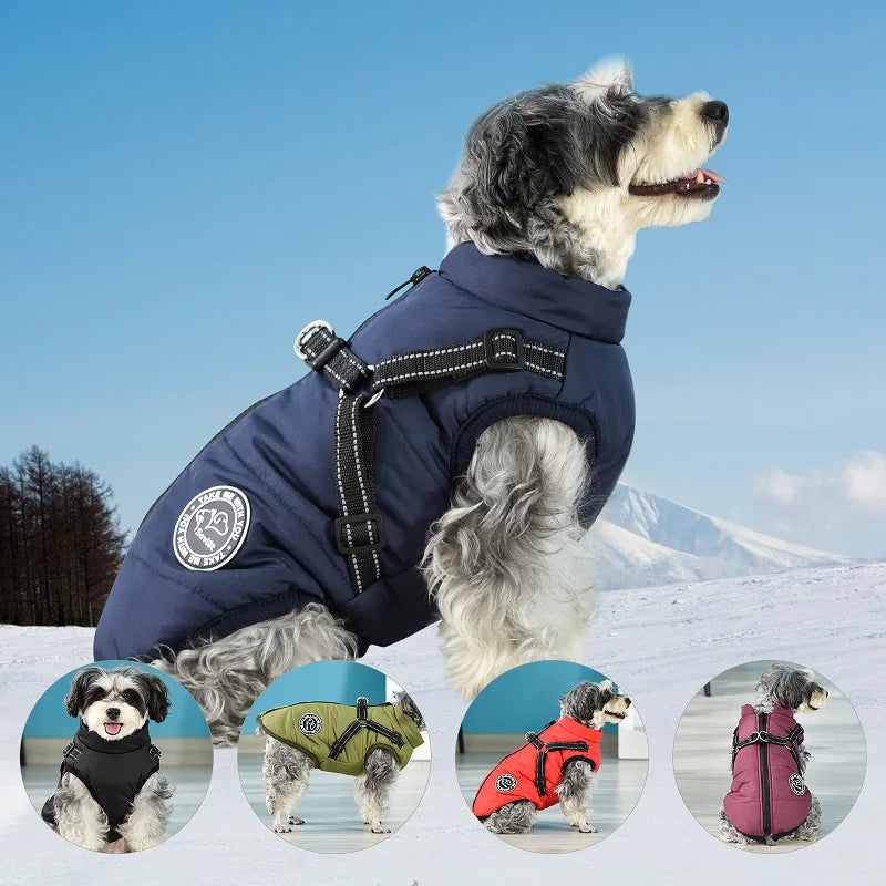 Winter Dog Clothes For Small Large Dogs Warm Big Dog Jacket Waterproof Pet Dog Coat With Harness Chihuahua Bulldog Puppy Costume