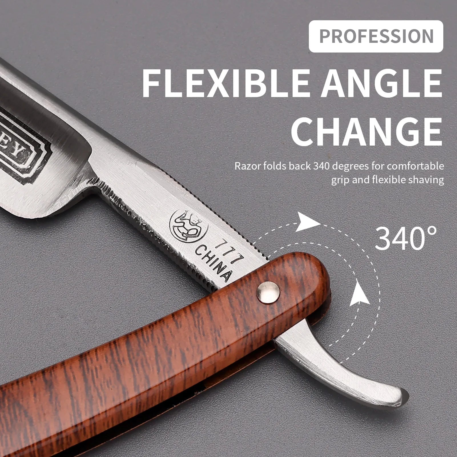 Rasoir Repose-lame en acier inoxydable droit Poignée en bois