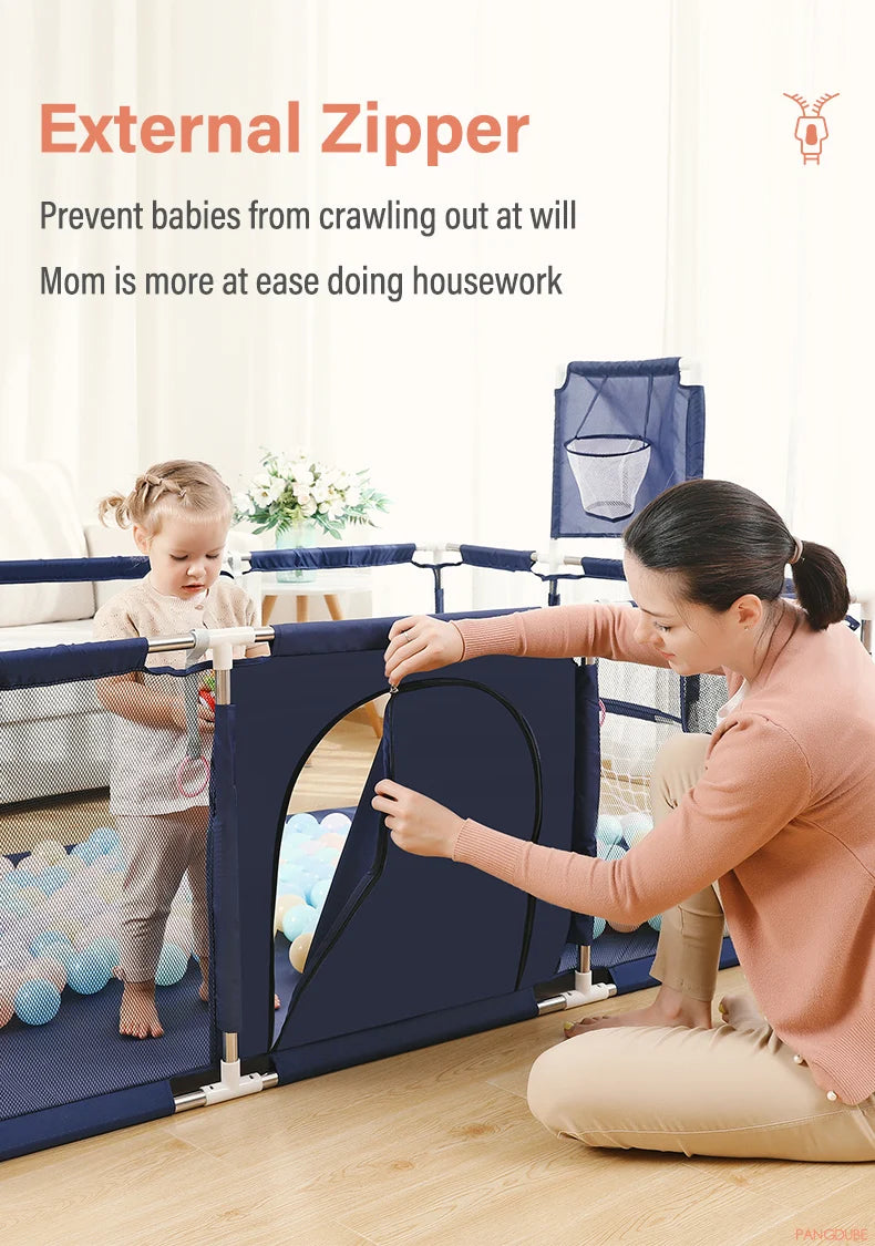 PANGDUBE Baby Playground Playpen for Baby and Toddlers Thicken Steel Pipes & Cloth Baby Fence Play Park Baby Activity Fence