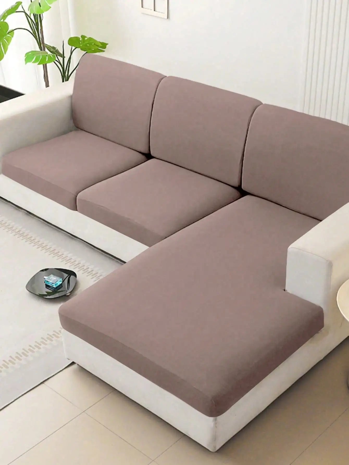 1pc  Solid Milk Silk Elastic Sofa Cover, Four Seasons Universal Sofa Slipcover,Dust-proof, anti-slip, detachable and washable so