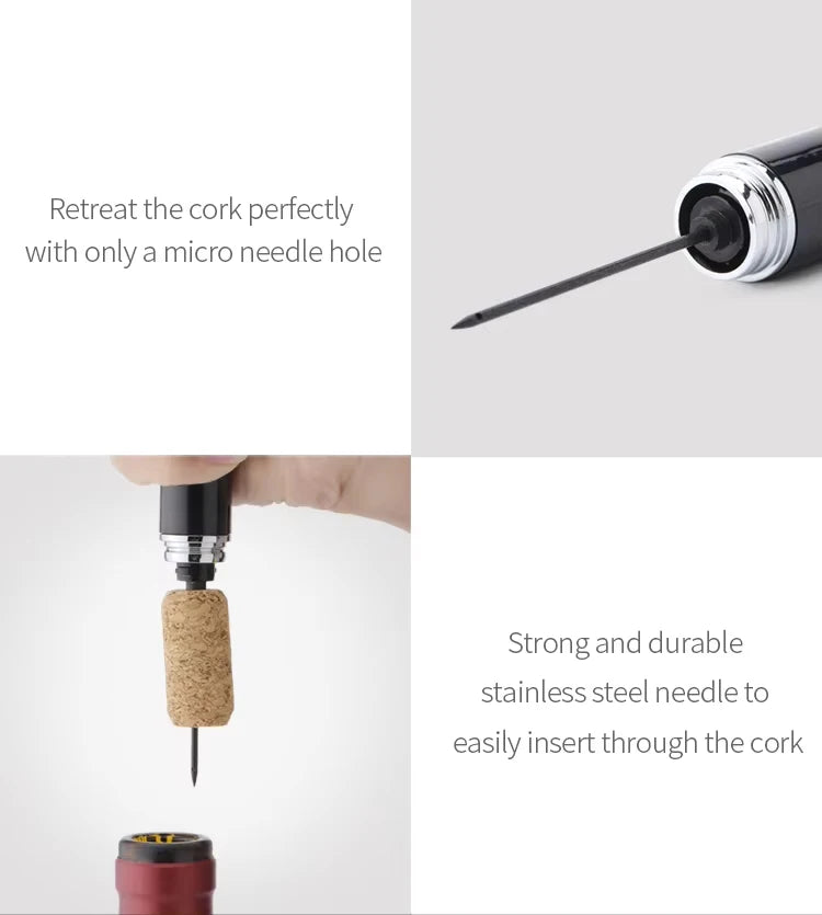 Portable Handheld 2-in-1 Air Pressure Wine Opener with Air Pump And Cork Remover Foil Cutter Compact Desktop Cicerone for Party