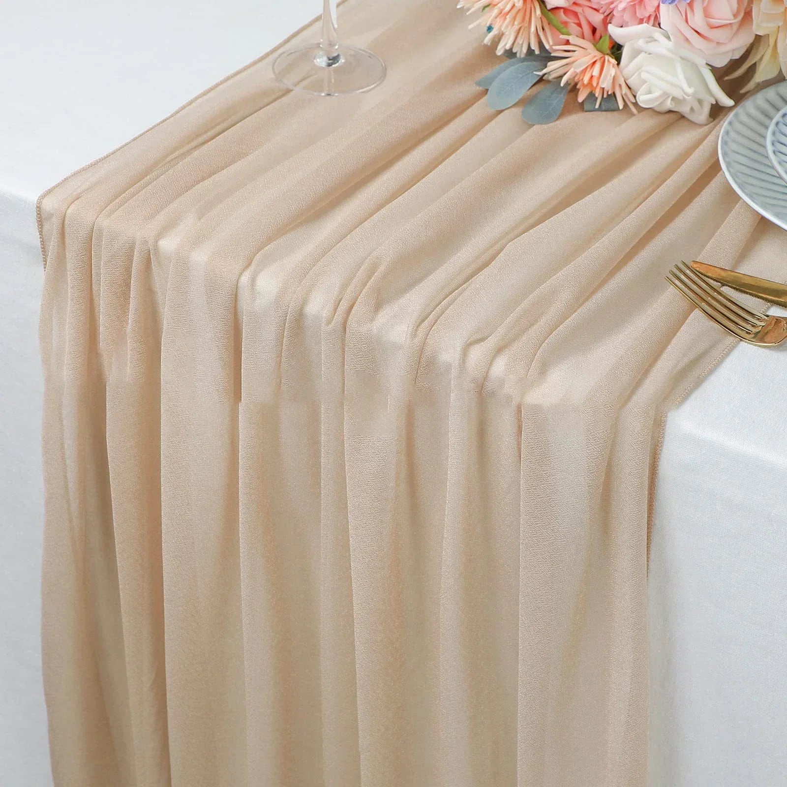 4PCS Purple Table Runner Chiffon Table Setting Semi-Sheer Dining Wedding Party Christmas Banquets Arches Cake Decor