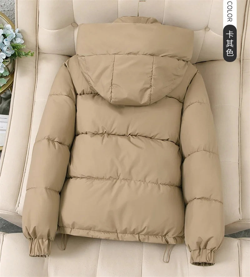 Fashion Short Hooded Parkas Coats Thicken Warm Down Cotton Jacket Women's 2025 Winter New Chic Loose Bread Outerwear Female