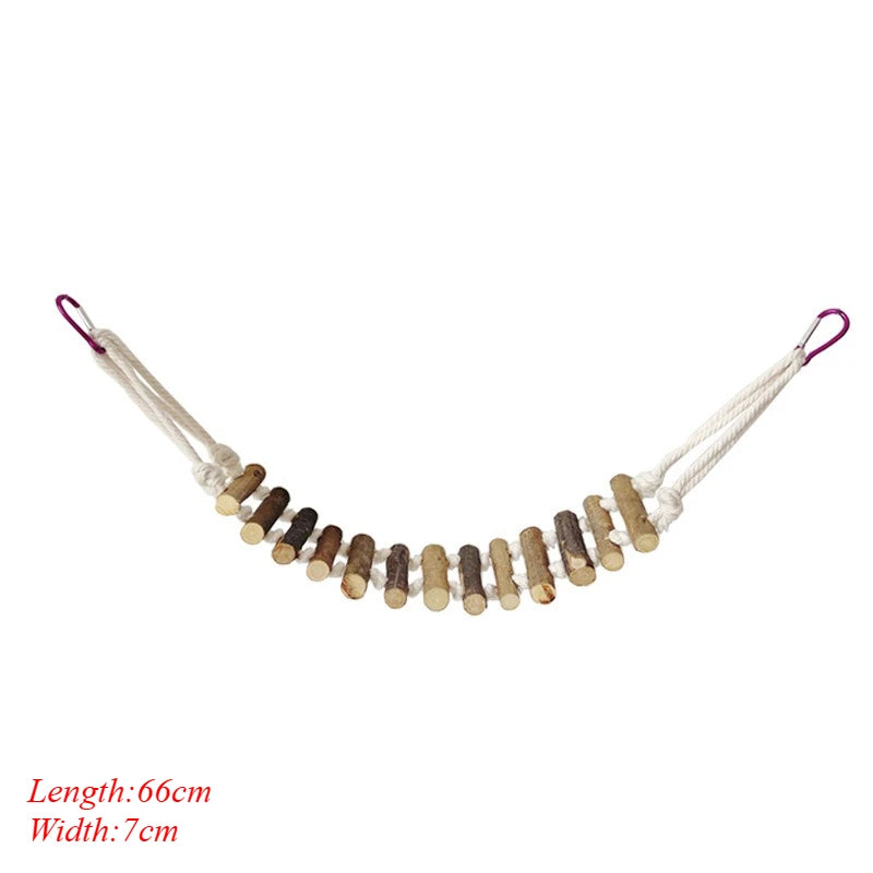 Wooden Parrot Bird Toys - Swing Ball Bell Durable Chewable Pet Bird Training Toy for Parrots Standing Juguetes Para Pájaros