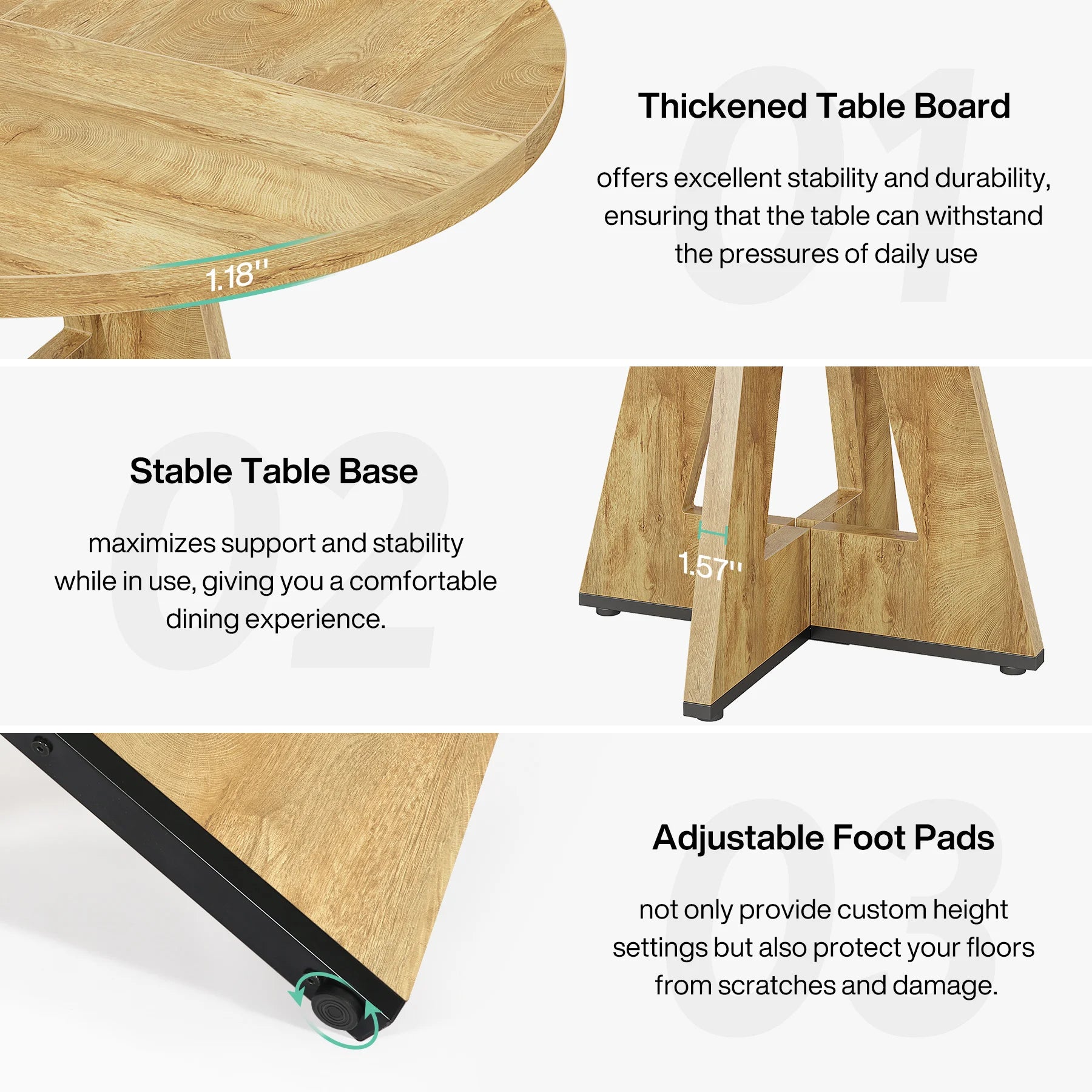 Tribesigns Table à manger ronde, table de cuisine de ferme, petite table quete, table à manger de cuisine pour salle à manger, 4 po, 47 po