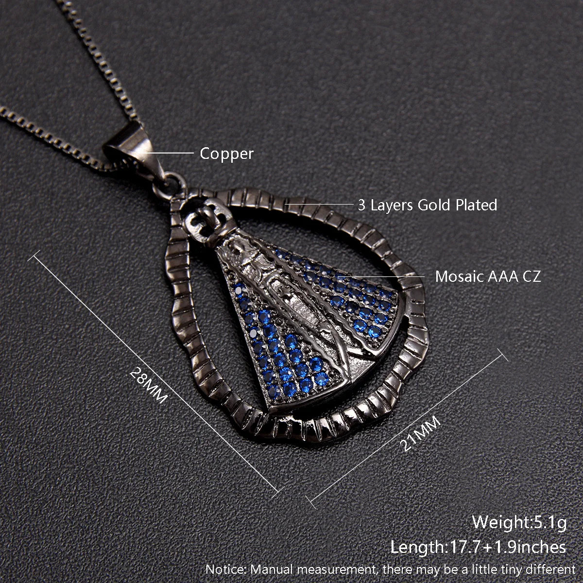 SUNSLL Trendy Geometric Religious Necklace Virgin Mary Zircon Pendant Choker For Women Ladies Party Fashion CZ Jewelry 1PC