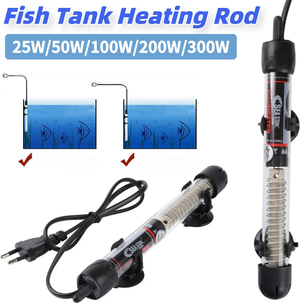 25-300W Fish Tank Heating Rod Adjustable Temperature Thermostat Heater Automatic Thermostat Rod Aquatic Aquariums Accessories