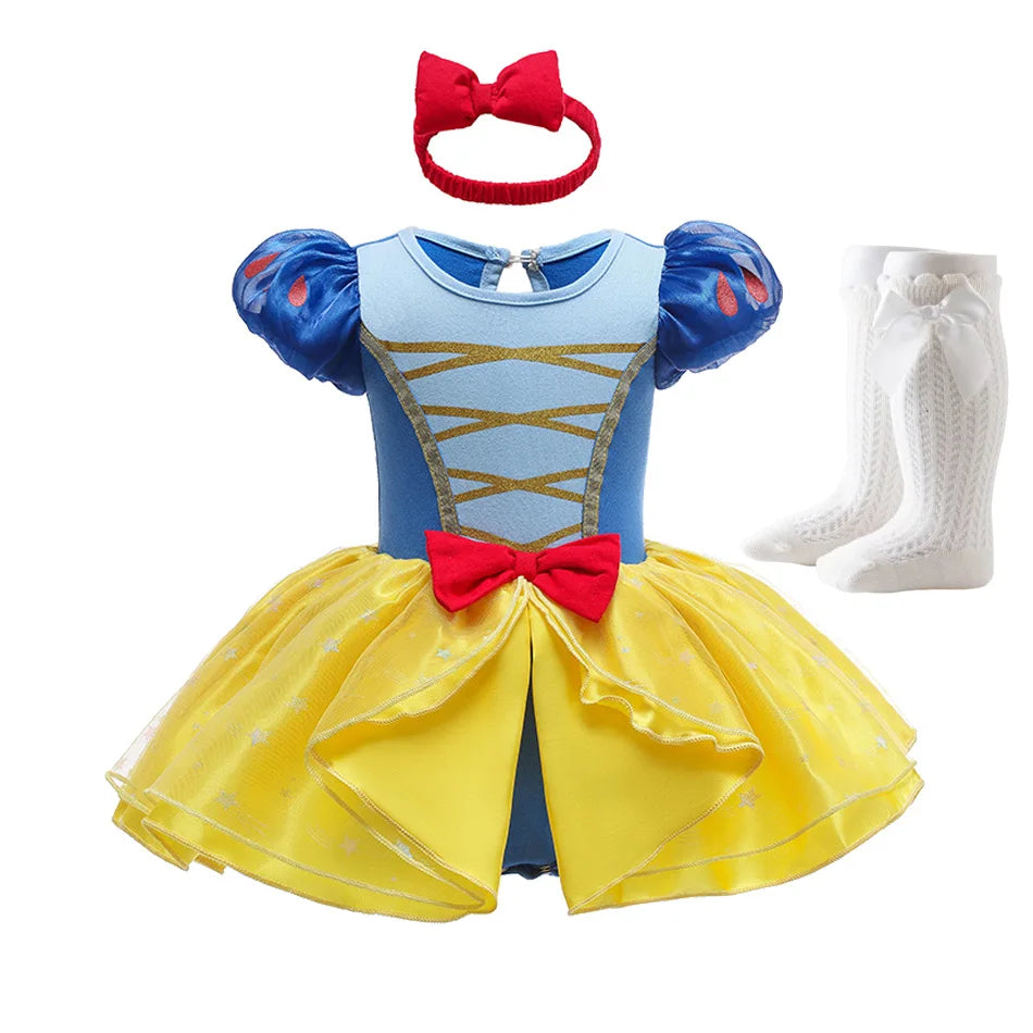 Baby Girl Princess Jumpsuit Party Anna Elsa Romper Tutu Snow White Dress Costume Halloween Fancy Fairy Bodysuit For Newborns