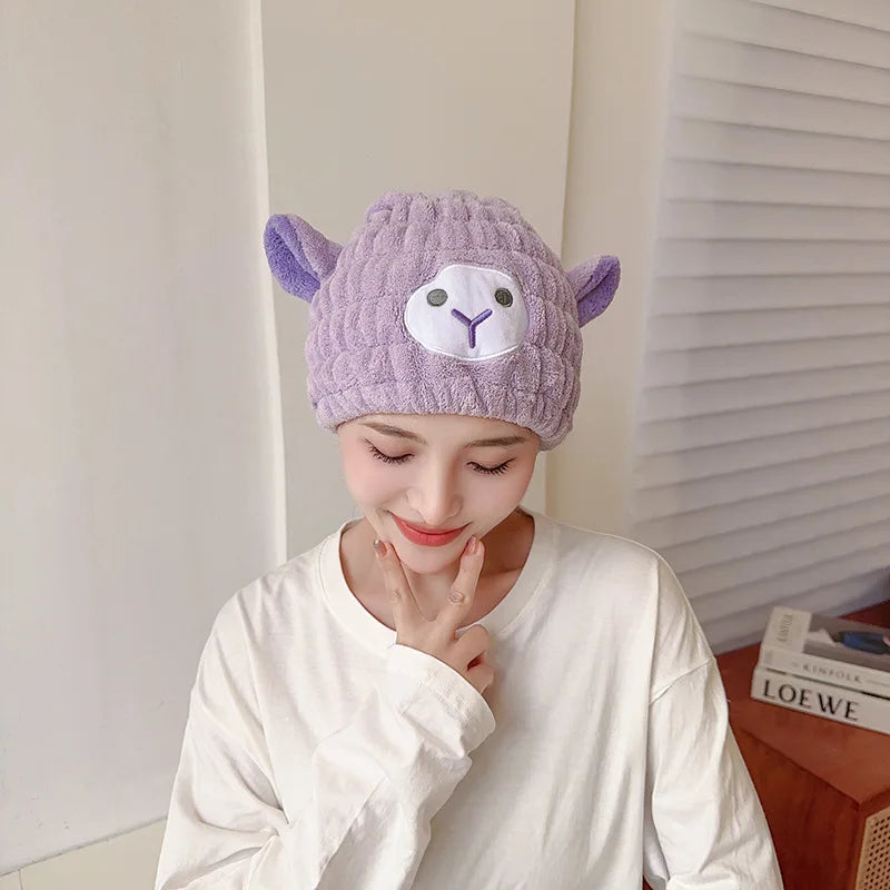 Dry Hair Hat Children Coral Velvet Cartoon Shower Cap Rabbit Ear Dry Hair Hat Wholesale Adult Female Dry Hair Towel