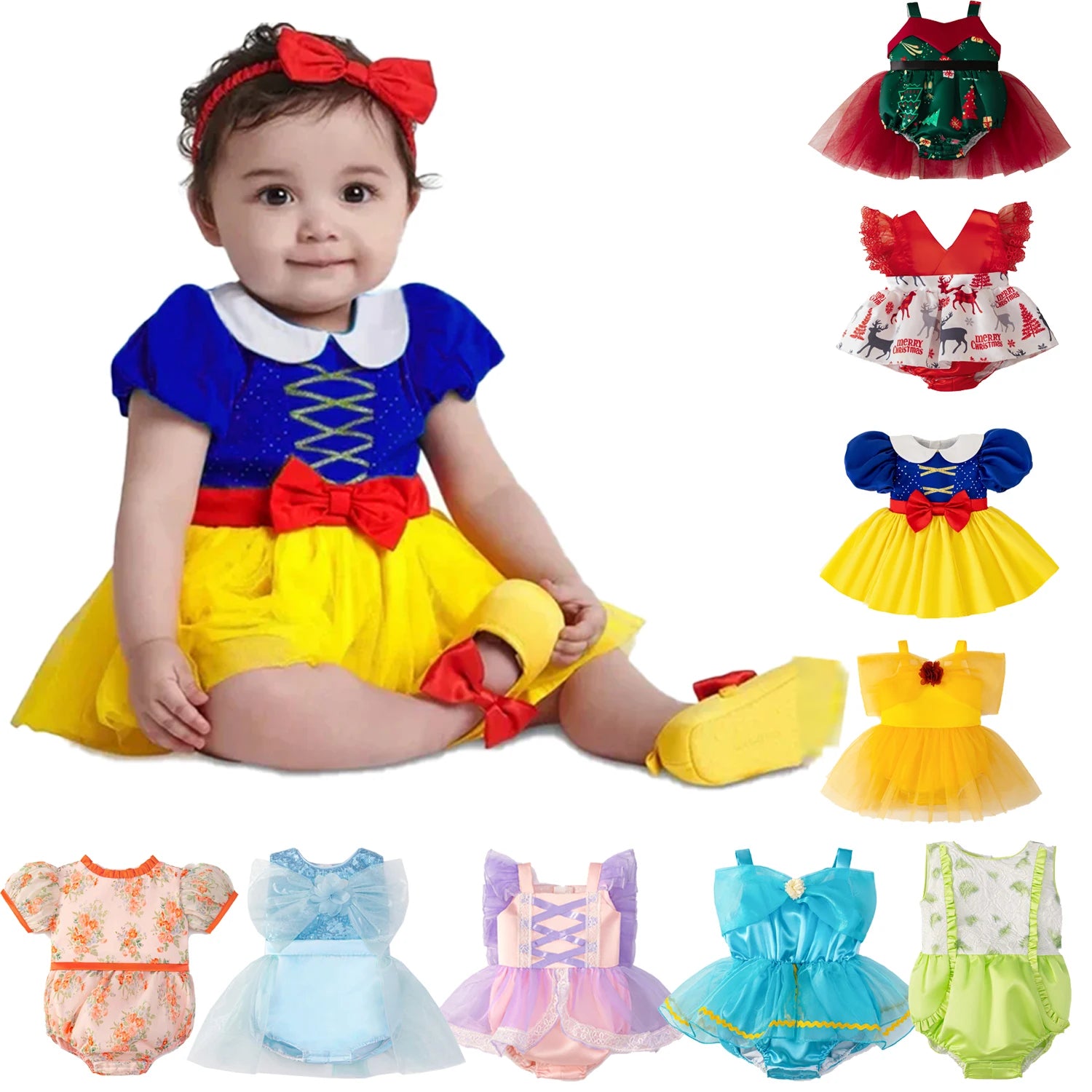 Snow White Rapunzel Princess Baby Girl Dress Beauty Beast Aladdin Birthday Wedding Party Dresses Carnival Christmas Prom Costume
