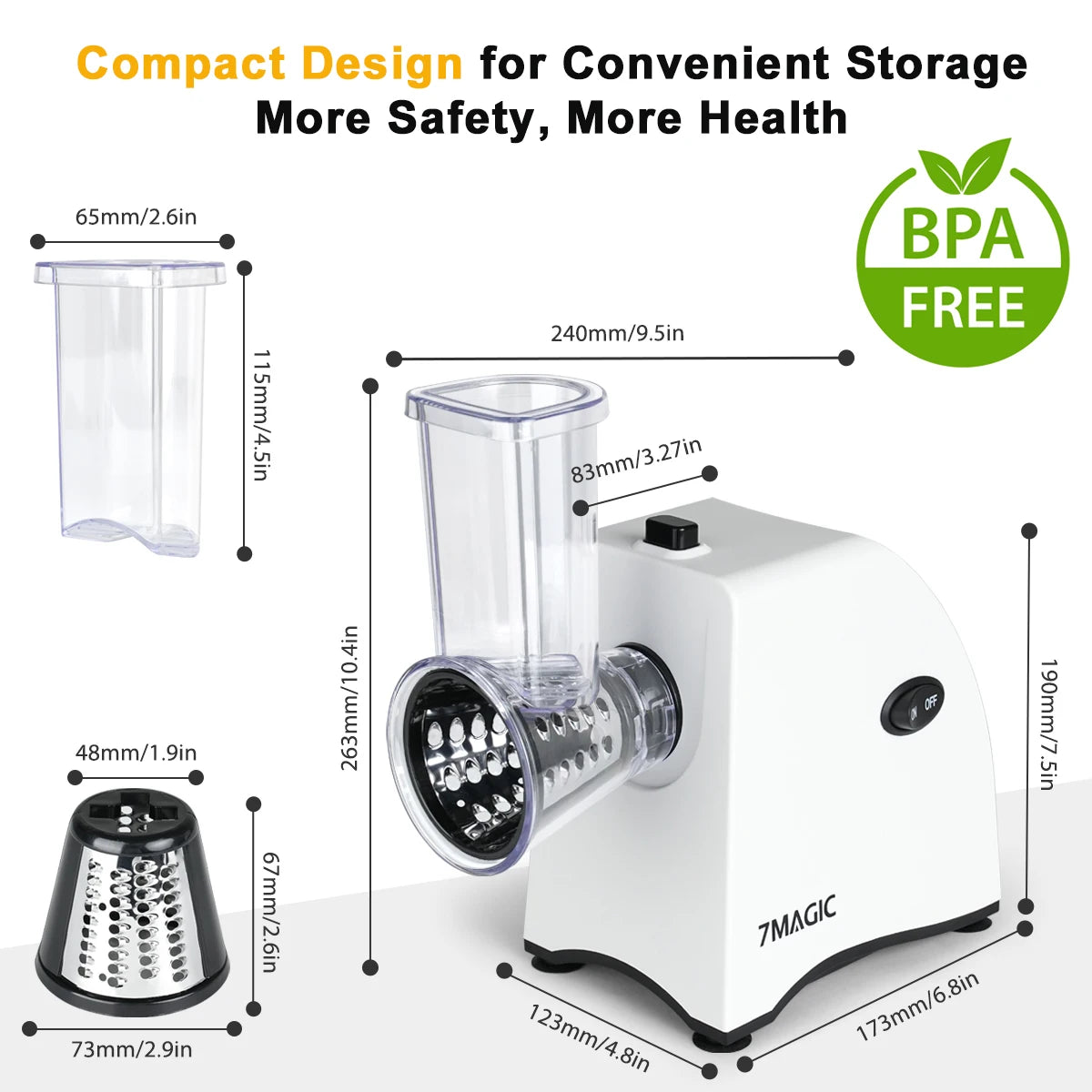 5 in 1 Electric Vegetable Cutter Shredder Automatic Salad Shooter Machine Cheese Grater Carrot Cabbage Slicer