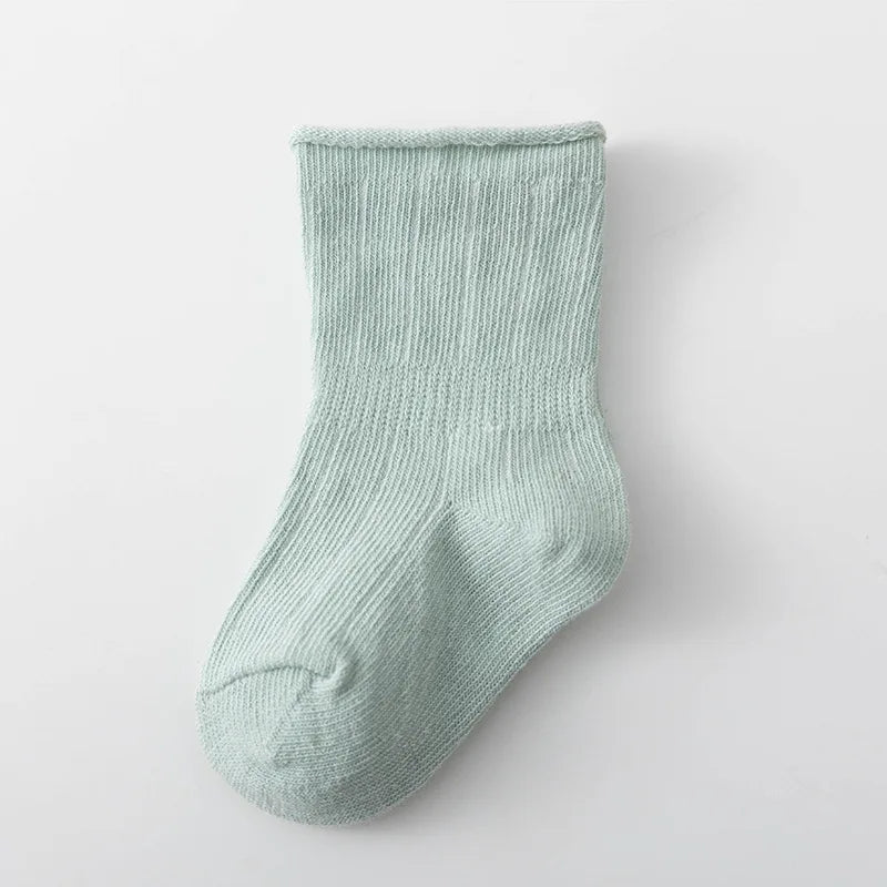 New 3pairs/lot All Season Infant Girls Socks Loose Mouth Breathable Solid Color Baby Girls Socks 100% Cotton  Children Sock Kit